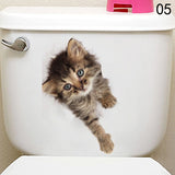 HULIANFU Toilet Stickers 3D Cat Vivid Wall Sticker  Fashion Lovely Animal Pvc Waterproof Decal For Bathroom Toilet Kicthen Decorative