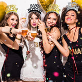 HULIANFU 2023 3pcs Happy New Year Headband Eve Party Supplies New Year Decorations 2023 Tiaras For Christmas New Year Party Favors Hair Clasp