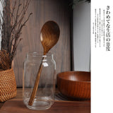 HULIANFU Natural Long Handle Wooden Spoon Japanese-Style Rice Scoop Mixing Soup Spoons Cooking Utensils Portable Tableware for Kicthen
