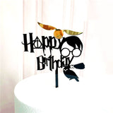 HULIANFU New Cartoon Happy Birthday Acrylic Cake Topper Cute Boy Witch Cake Topper For Kids Birthday Party Cake Decorations Baby Shower
