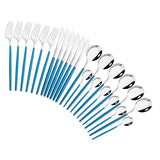 HULIANFU Pink Gold Cutlery Set Stainless Steel Dinnerware Set 24Pcs Knives Forks Coffee Spoons Flatware Set Kitchen Dinner Tableware Set