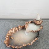 HULIANFU Leaf Tower Incense Ceramic Burner Fragrance Holder Backflow Censer Creative Aromatherapy Smoke Reflux Incense Stick Incense