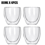 HULIANFU Transparent glass coffee cup milk whiskey tea beer double creative heat resistant cocktail Vodka wine mug Drinkware tumbler cups