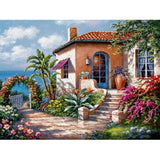 HULIANFU Villa Scenery DIY 5D Diamond Painting Full Round Resin Mosaic Landscape Diamond Embroidery Picture Rhinestone Home Decor Gift