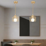 HULIANFU Modern LED Pendant Light Iron Gold Black Minimalist  Metal Cage Pendant Lamp Living Room Restaurant Shop Bar Fixture Decoration