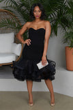 Women Sexy Tube Top Black Dresses Mesh Patchwork Off Shoulder Bodycon Evening Party Wedding Celebrate Event Robes Gown