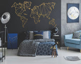 HULIANFU Large Size Geometric World Map Wall Sticker Vinyl Mural Removable Bedroom Decor Stickers Home Living Room Decoration Accessories