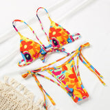 hulianfu Sexy Bikini String Swimsuit Women Biquini Floral Print Bikini Set Bathing Suit Women Swimwear Bikinis High Cut Beachwear