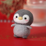 HULIANFU Unfinished Felt Kit  New Latest Funny Festive Christmas New Year Penguin Wool Needle Felt Kit Package DIY Handmade Doll Toy