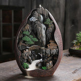 HULIANFU Mountain River Waterfall Incense Burner Creative Home Decor Incense Holder Portable Resin Smoke Backflow Censer Handicrafts
