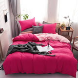 HULIANFU Nordic Double Color Bedding Set Single Queen King Duver Cover Set 240x220 Bed Sheet Bed Linen Pillowcase Gray Pink Quilt Covers