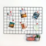 HULIANFU Ins Iron Grid Home Wall Decoration Photo Frame Wall Art Display Storage Shelf Organizer DIY Rack Holder Girl Bedroom Decoration