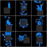 HULIANFU Light Switch Sticker Luminous Wall Stickers Cartoon Glow in the Dark Sticker Decal for Kids Room Decoration Home Decor Cat Fairy