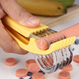 HULIANFU Kitchen Accessories Banana Slicer Fruit Vegetable Sausage Slicer Stainless Steel Banana Cutter Salad Sundaes Tools Cooking Tools
