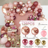 HULIANFU Macaron Pink Balloon Garland Arch Kit Wedding Birthday Party Decoration Kids Globos Gold Confetti Latex Ballon Baby Shower Girl