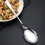 HULIANFU New Big Spoon Large Round/Square Handle Stainless Steel Serving Spoon  Long Handle Soup Spoon Kitchen Flatware Dropshipping