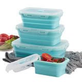 HULIANFU Silicone Folding Bento Box  1/3/4Pc Collapsible Portable Lunch Box for Food Dinnerware Food Container Bowl Lunchbox Tableware