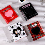 HULIANFU Kpop Card Binder 3inch Photo Album Hollow Love Heart Model Photocard Holder Plaid Album Instax Mini Album For Cards Collect Book