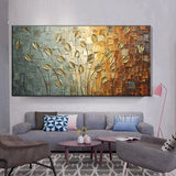 HULIANFU Nordic Art Abstract Leaves Flowers Oil Painting on Canvas Wall Art Posters Prints Wall Pictures for Living Room Home Cuadros