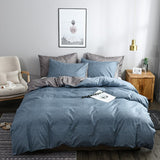 HULIANFU North America Plain AB Double-sided Design Duvet Cover Set King Queen Size Double Bed Quilts Covers Comforter Cover Bedding Sets