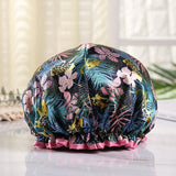 HULIANFU Waterproof Shower Cap Double Layer Elastic Bath Hat Bathing Cap For Women Spa Bathing Accessory Hair Salon Bathroom Product