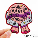 HULIANFU Van Gogh Embroidered Patches on Clothes DIY Cartoon Wave Applique Clothing Thermoadhesive Patches for Clothing DIY