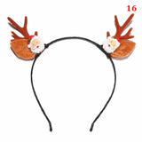 HULIANFU 2023 Christmas Headband Reindeer Antlers Horn Flower Hair Band Clasp Headwear for Kids Adult New Year Navidad Party Halloween Cosplay