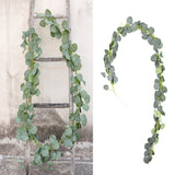 HULIANFU 2023 Green Eucalyptus Leaves Garland Wisteria Artificial Flowers Rattan Fake Plant Silk Leaf Vines For Wedding Birthday Party Decor