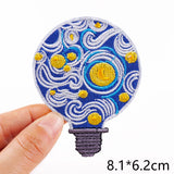 HULIANFU Van Gogh Embroidered Patches on Clothes DIY Cartoon Wave Applique Clothing Thermoadhesive Patches for Clothing DIY
