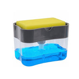 HULIANFU Soap Dispenser With Sponge Holder Cleaning Liquid Pump Dispenser Container Manual Press Home Bathroom Kitchen Clean Accessories