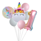 HULIANFU Rainbow Unicorn Balloon Number Foil Globos 1 2 3 4 Years Old Birthday Party Decoration Kid Unicorn Theme Party Wedding Balls Toy