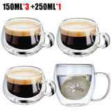 HULIANFU Transparent glass coffee cup milk whiskey tea beer double creative heat resistant cocktail Vodka wine mug Drinkware tumbler cups