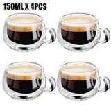 HULIANFU Transparent glass coffee cup milk whiskey tea beer double creative heat resistant cocktail Vodka wine mug Drinkware tumbler cups