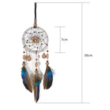 HULIANFU Mini Car Dream Catcher Beaded Natural Feathers Handcraft Chic Hanging Ornaments Mirror Room Bedroom Wall Decor