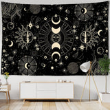 HULIANFU White Black Sun Moon Mandala Starry Sky Tapestry Wall Hanging Bohemian Gypsy Psychedelic Tapiz Witchcraft Astrology Tapestry