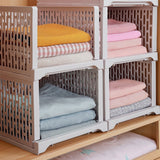 HULIANFU Stackable Wardrobe Drawer Cabinet Organizer Drawer Clothes Closet Storage Box Shelves Plastic Layered Partitions Storage Rack