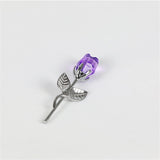 HULIANFU Valentines Day Gift Crystal Glass Rose Artificial Flower Silver Gold Rod Rose Flower for Girlfriend Wedding Gifts for Guest