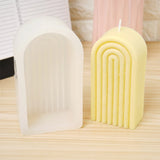 HULIANFU New Art Geometric Rainbow Arch Candle Silicone Mold 3D Handmade Craft Aromatherapy Candle Soy Wax Mould Making Supplies