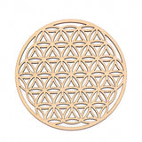 HULIANFU Log Color Chakra Pattern Round Edge Circles Carved Wooden Stand Coaster Flower of life Reload Stone Kitchen Hot Pad Mat Decor