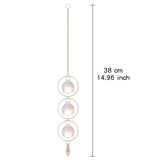 HULIANFU Metallic Hoop Moon Suncatcher Ornament Wind Chimes Crystal Prisms Hanging Rainbow Chaser Window Curtains Pendant Home Decor Gift