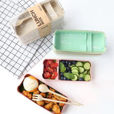 HULIANFU Kitchen 900ml Microwave Lunch Box Wheat Straw Dinnerware Food Storage Container Children Kids School Office Portable Bento Box