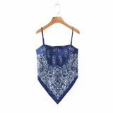 New Women vintage paisley print spaghetti strap sexy chic camis tank ladies summer backless bowknot sling tops LS3866
