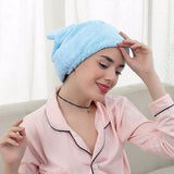 HULIANFU Lovely Cat Hair Drying Cap Bath Towel Microfiber Shower Sleeping Hat Wrapped Towels Bathing Caps For Women Bathroom Accessories
