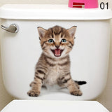 HULIANFU Toilet Stickers 3D Cat Vivid Wall Sticker  Fashion Lovely Animal Pvc Waterproof Decal For Bathroom Toilet Kicthen Decorative