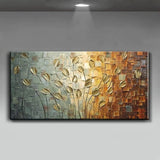 HULIANFU Nordic Art Abstract Leaves Flowers Oil Painting on Canvas Wall Art Posters Prints Wall Pictures for Living Room Home Cuadros