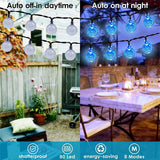 HULIANFU Solar String Lights Outdoor 60 Led Crystal Globe Lights with 8 Modes Waterproof Solar Powered Patio Light for Garden Party Decor