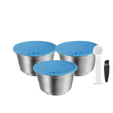 HULIANFU Refillable STAINLESS STEEL Metal Reusable Dolce Gusto Capsule Silicone Cover Dolci Gusto Coffee Machine Coffee Spoon with Clip