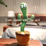 HULIANFU New Electronic Dancing Cactus Singing Dancing Decoration Gift for Kids Funny Early Education Toys Knitted Fabric Plush Toys