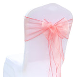 HULIANFU Wedding Decoration Organza Chair Sashes Bow For Party Christmas Halloween hotel Chair Decoration Supplies(Pack of 50pcs  pink)