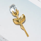 HULIANFU Valentines Day Gift Crystal Glass Rose Artificial Flower Silver Gold Rod Rose Flower for Girlfriend Wedding Gifts for Guest
